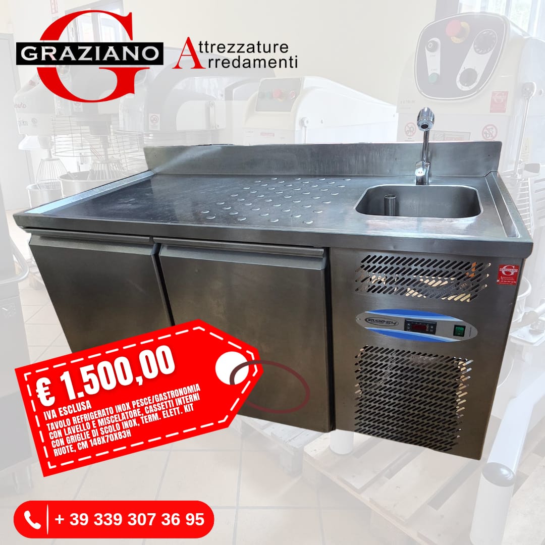 TAVOLO REFRIGERATO 2 PORTE positivo + lavello marca STUDIO 54