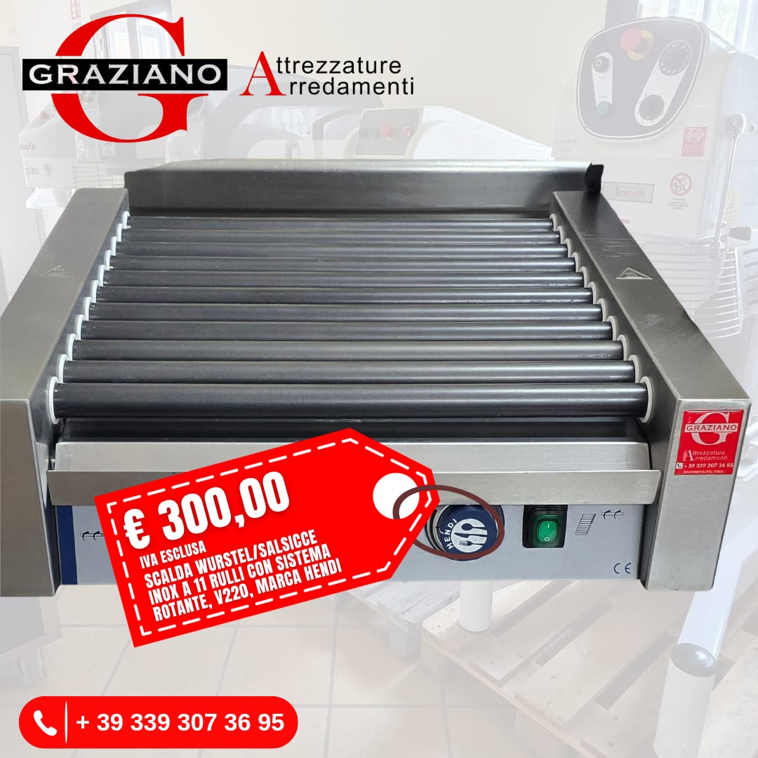 SCALDA SALSICCE/WURSTEL in acciaio inox da banco marca HENDI