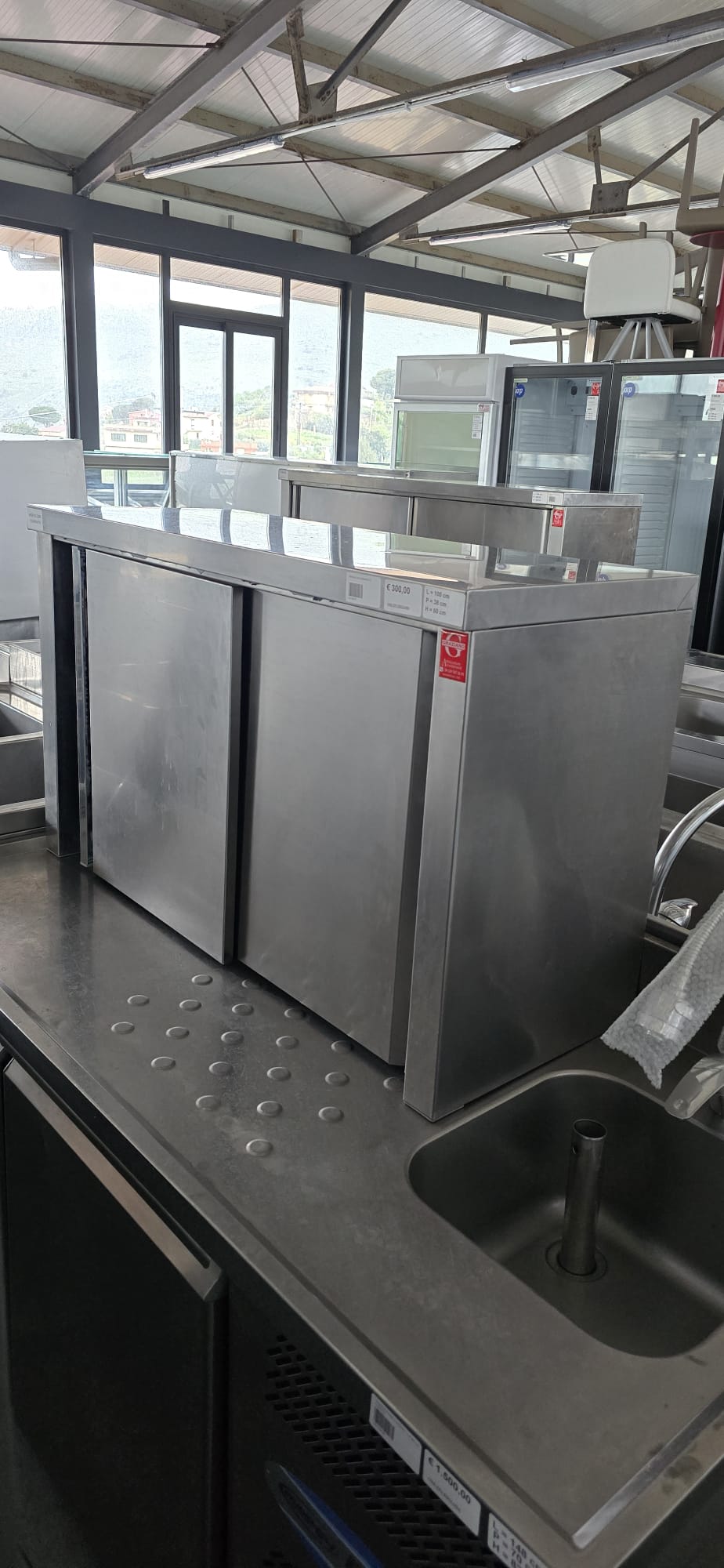 PENSILE INOX APERTO ripiano interno forato cm 100x38x60h - immagine 4