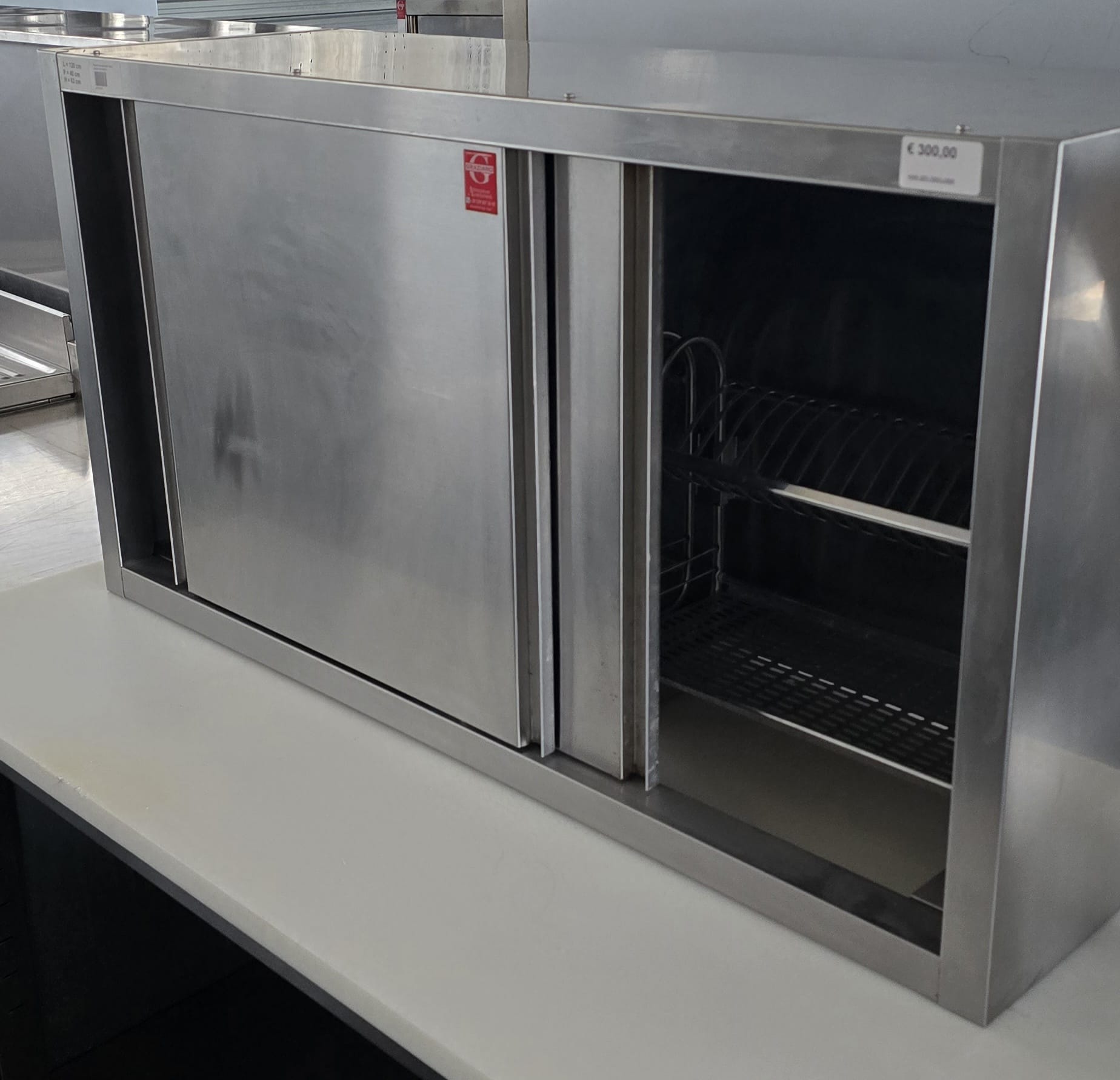 PENSILE INOX APERTO con colapiatti interno cm 120x40x63h marca METALTECNICA - immagine 2