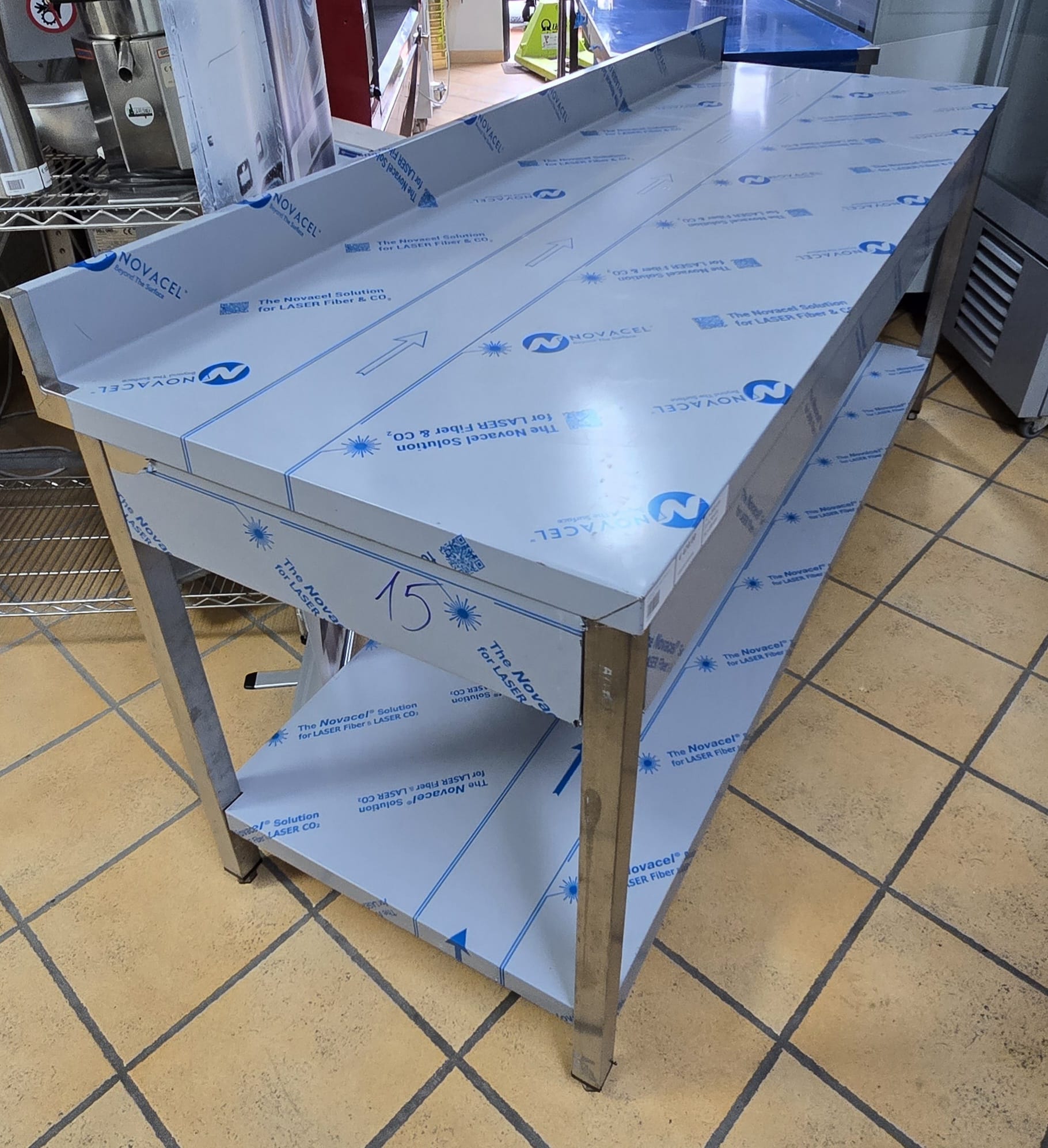 TAVOLO INOX con ripiano e alzatina cm 200x70x85h - immagine 2