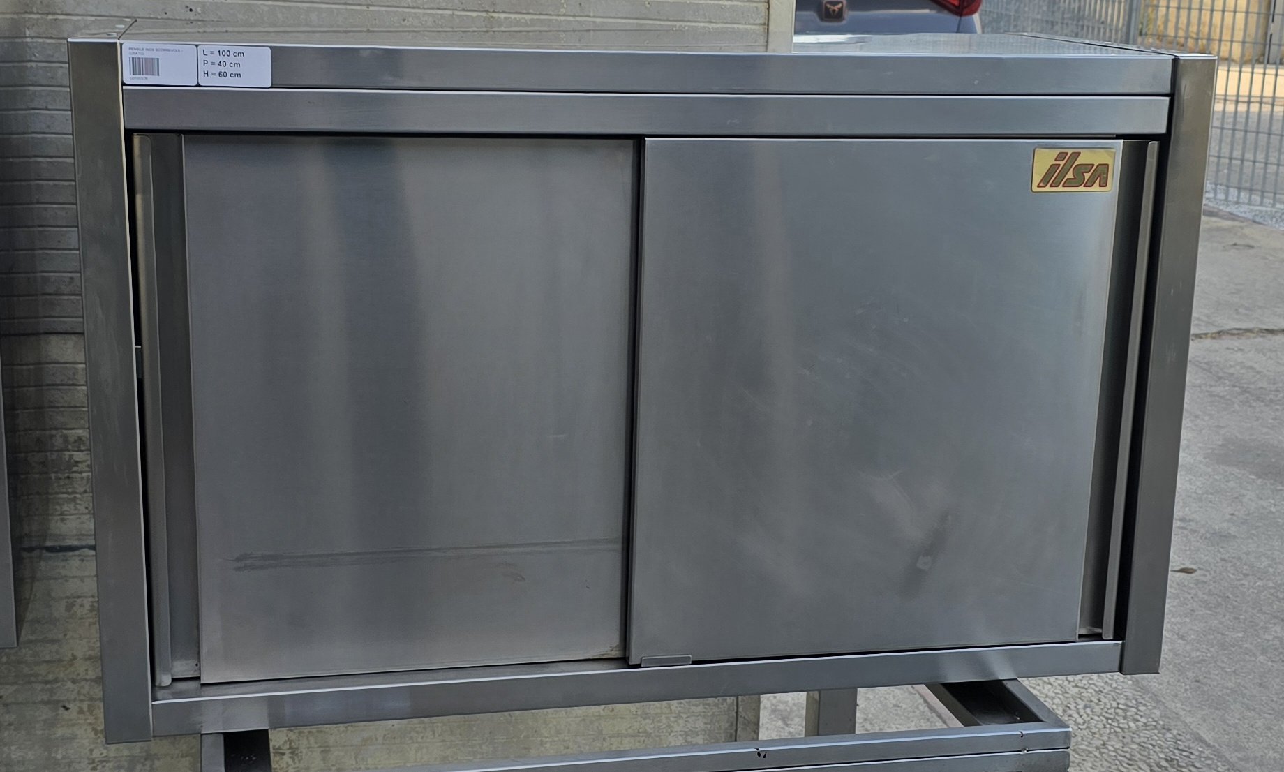 PENSILE INOX CHIUSO con ante scorrevoli e ripiano interno cm 100x40x60h marca ILSA - immagine 2
