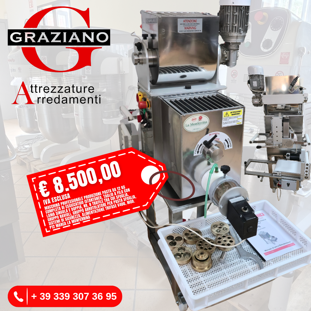 MACCHINA PRODUZIONE PASTA + gruppi mod. P12 marca LA MONFERRINA