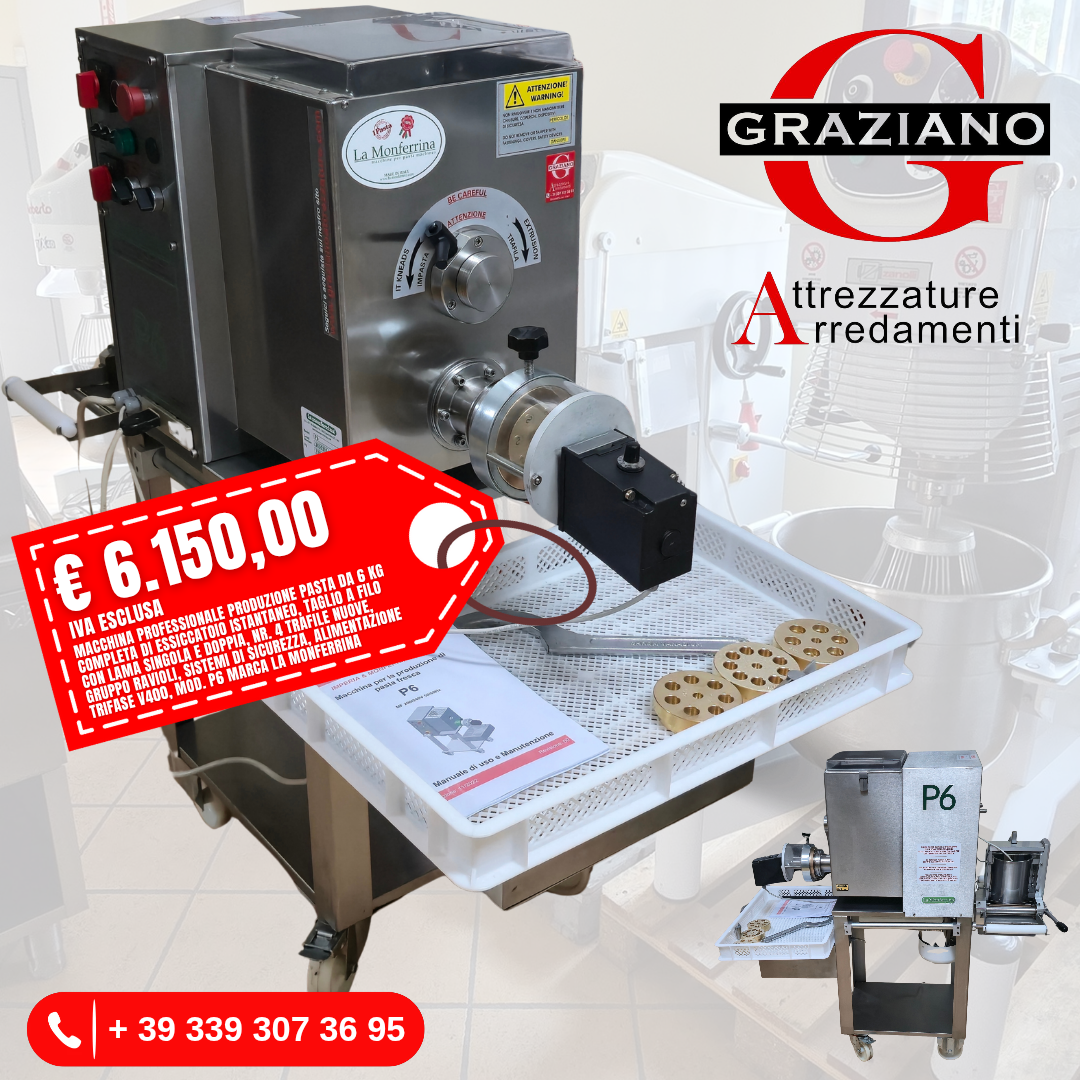 MACCHINA PASTA + GRUPPO RAVIOLI mod. P6 marca LA MONFERRINA