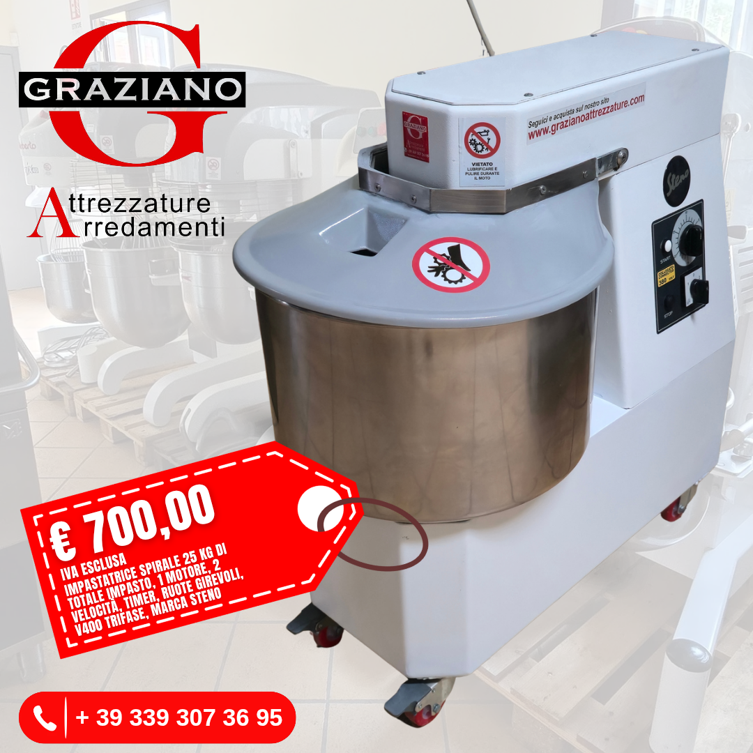 IMPASTATRICE A SPIRALE da 25 kg marca STENO