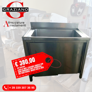 LAVELLO INOX 1 VASCA GRANDE cm 100x70x85h marca AIELLO INOX